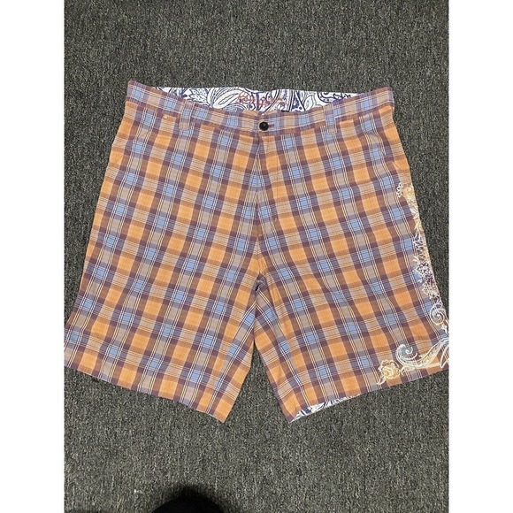 Robert Graham Casual Shorts Plaid Design Stitching Flip Cuffs Size 38 - Picture 1 of 7